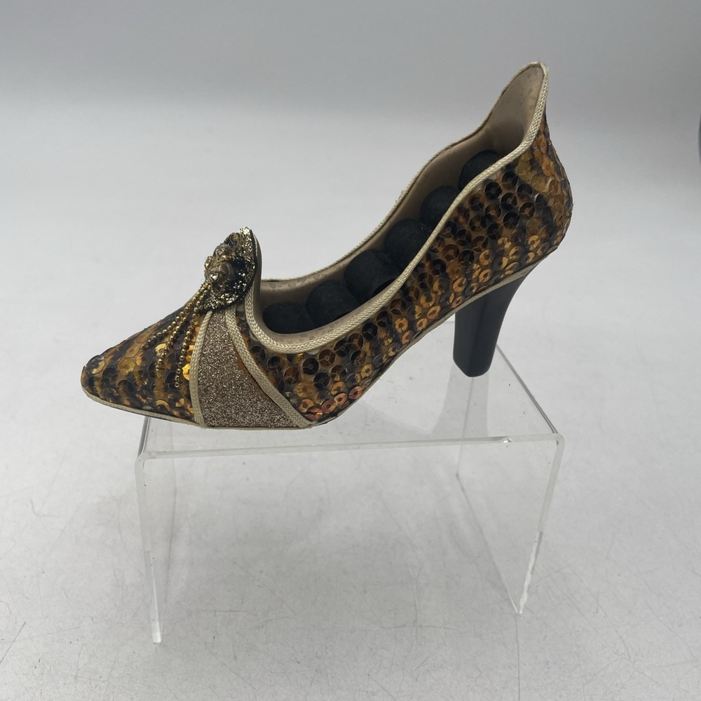 High Heel Ring Jewelry Holder Display Black & Gold